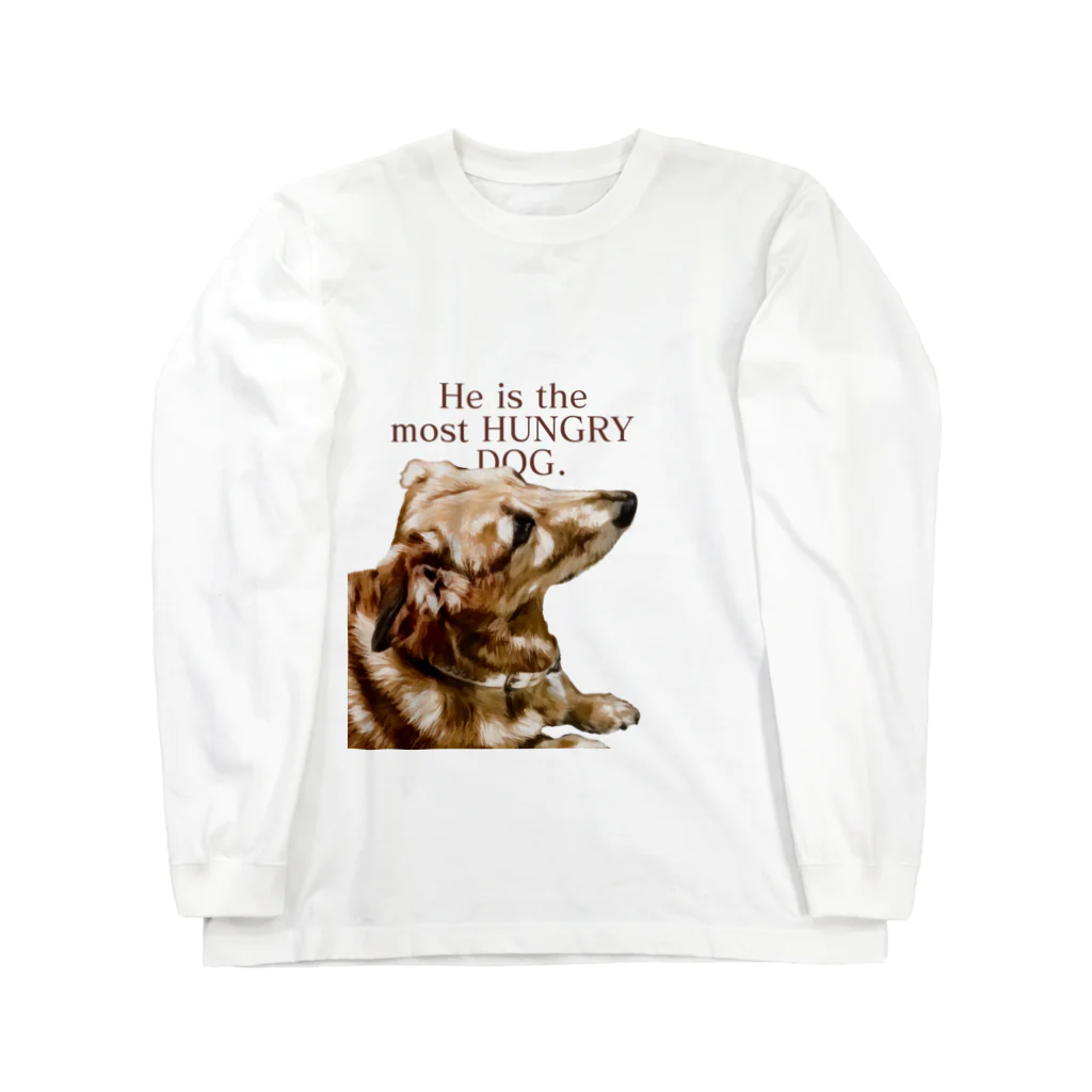 the most "DOG"のhe is the most hungry dog. RED ロングスリーブTシャツ