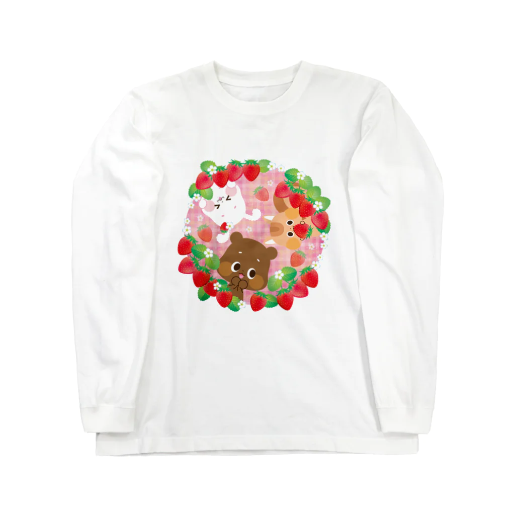 ゆるかわグラデーション＠NonnoDesignLaboのイチゴがいっぱい Long Sleeve T-Shirt