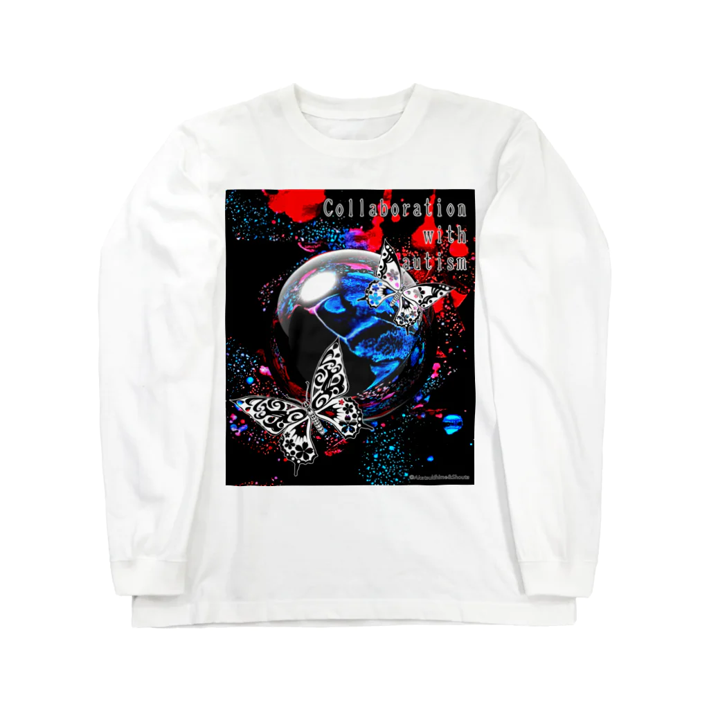 箱庭金魚❀暁姫のCollaboration with autism蝶スパッタリング Long Sleeve T-Shirt