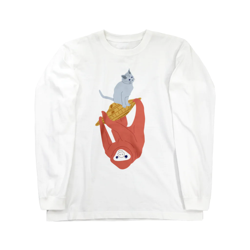 ロゴスの猫&ナマケモノ⇒UFO捕獲編 Long Sleeve T-Shirt