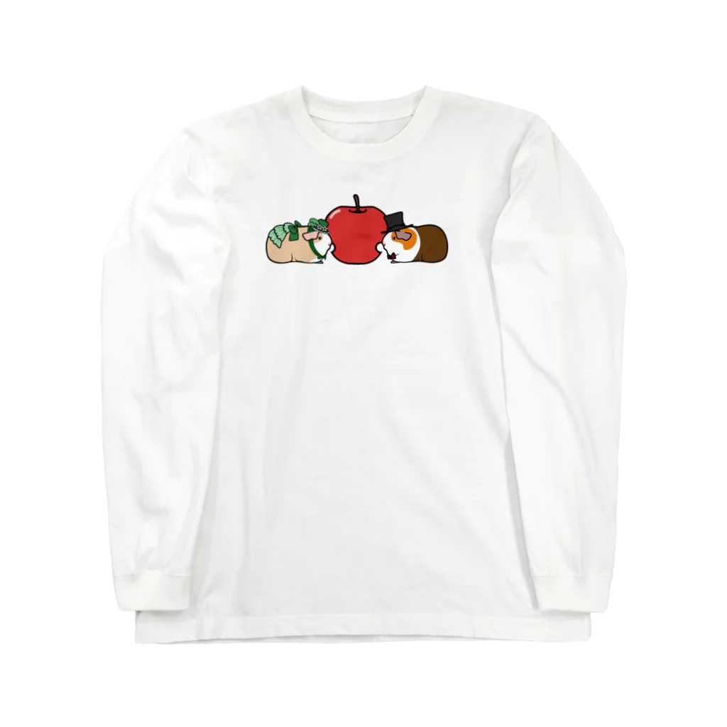 nins・にんずのりんご召し上がれ紳士淑女のモルモット ロングスリーブTシャツ
