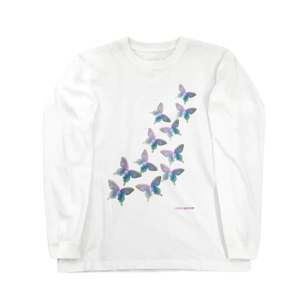 CHIAKI ARTSTORYの虹色蝶ふわり ロングスリーブTシャツ