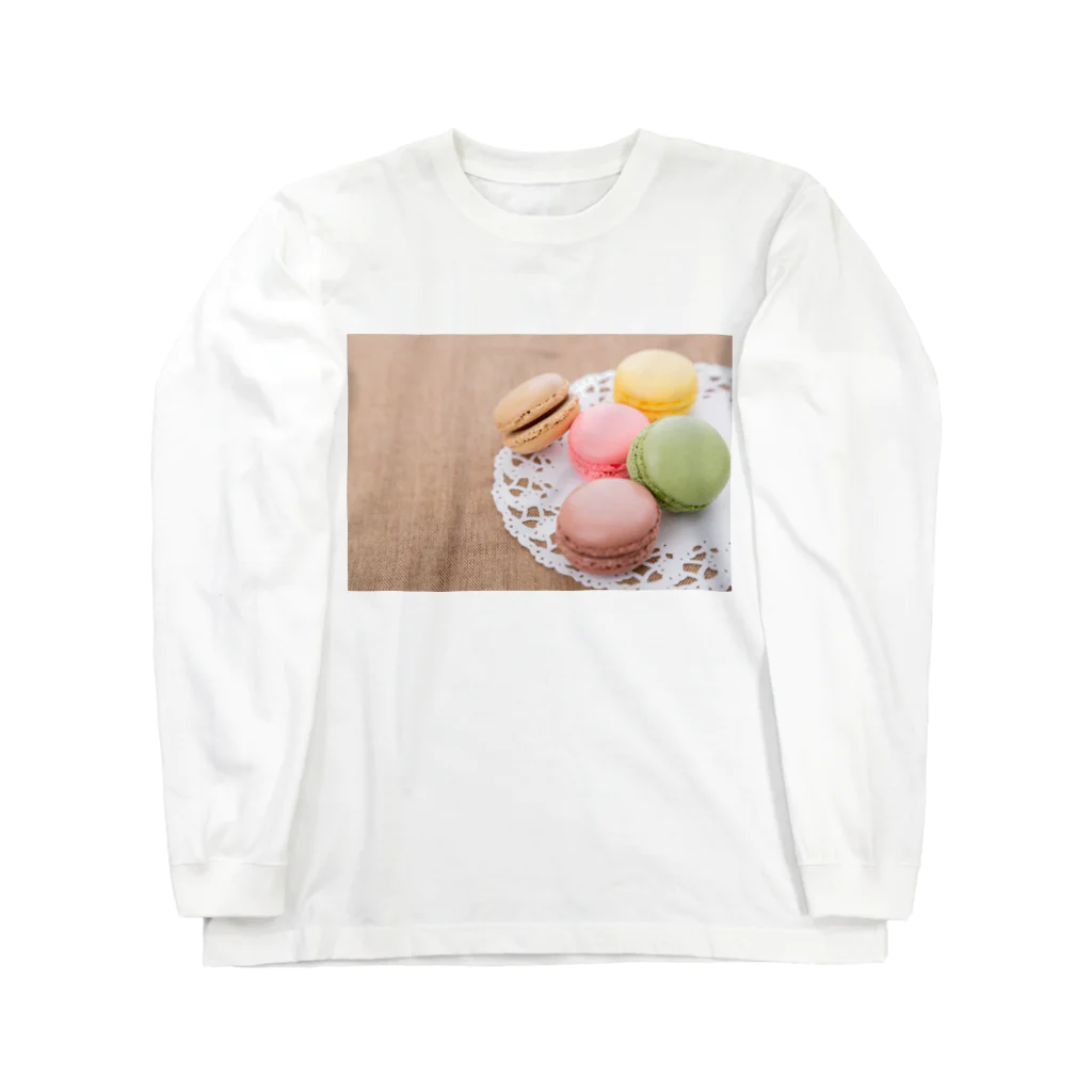 蓮花な日々 猫とお花たちのマカロンいっぱい Long Sleeve T-Shirt