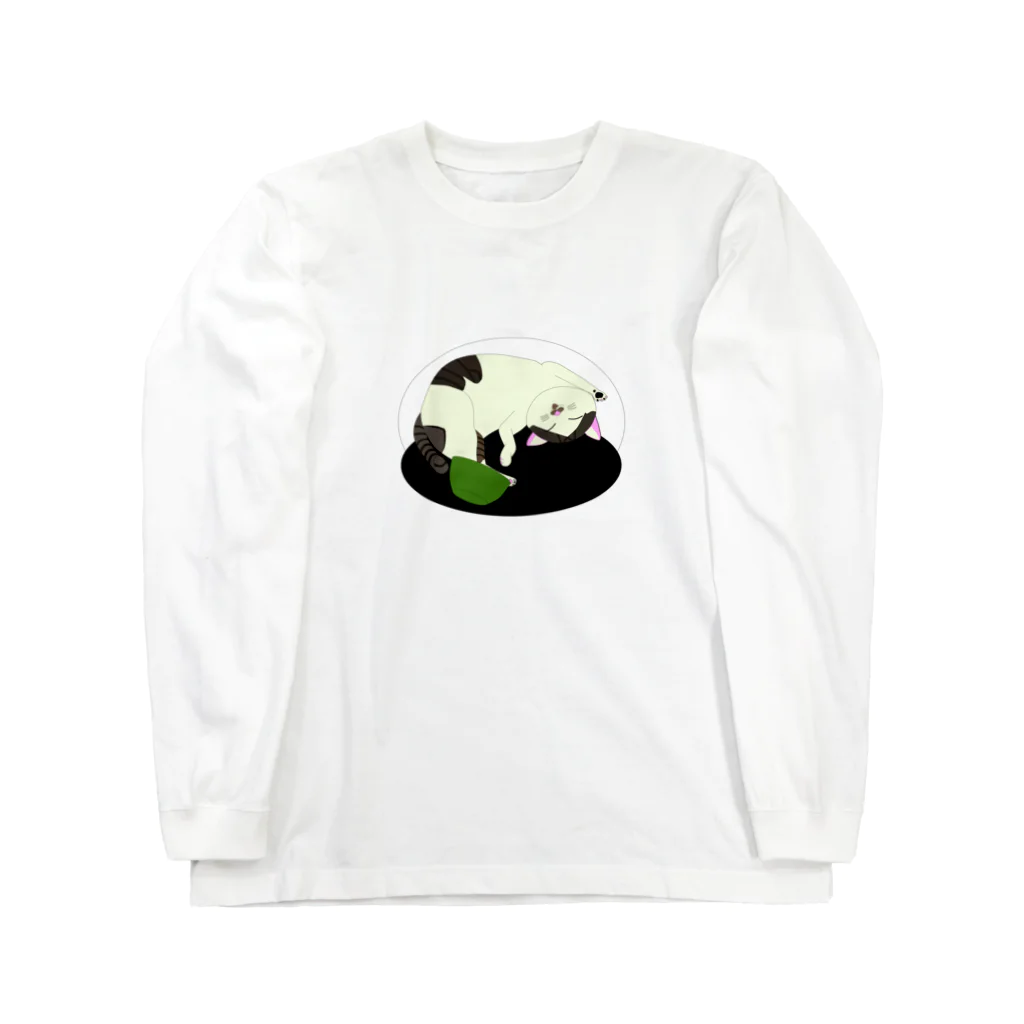 ALFORDのキジシロ猫「もう食べられないニャ」 Long Sleeve T-Shirt