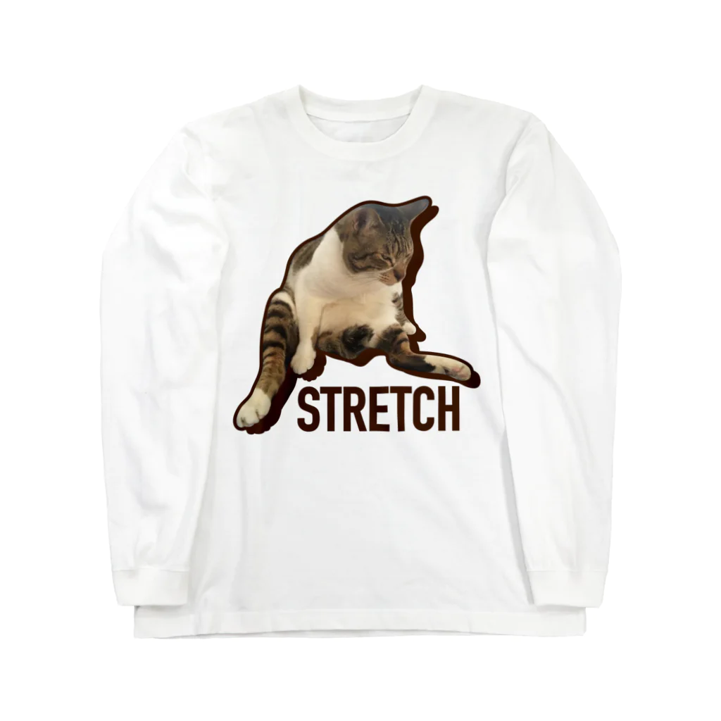 保護猫支援ショップ・パール女将のお宿のストレッチニャンコ ロングスリーブTシャツ