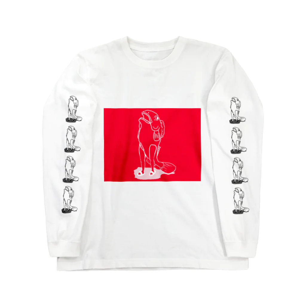 ポリフェノールのお店の紅白の魚人 Long Sleeve T-Shirt