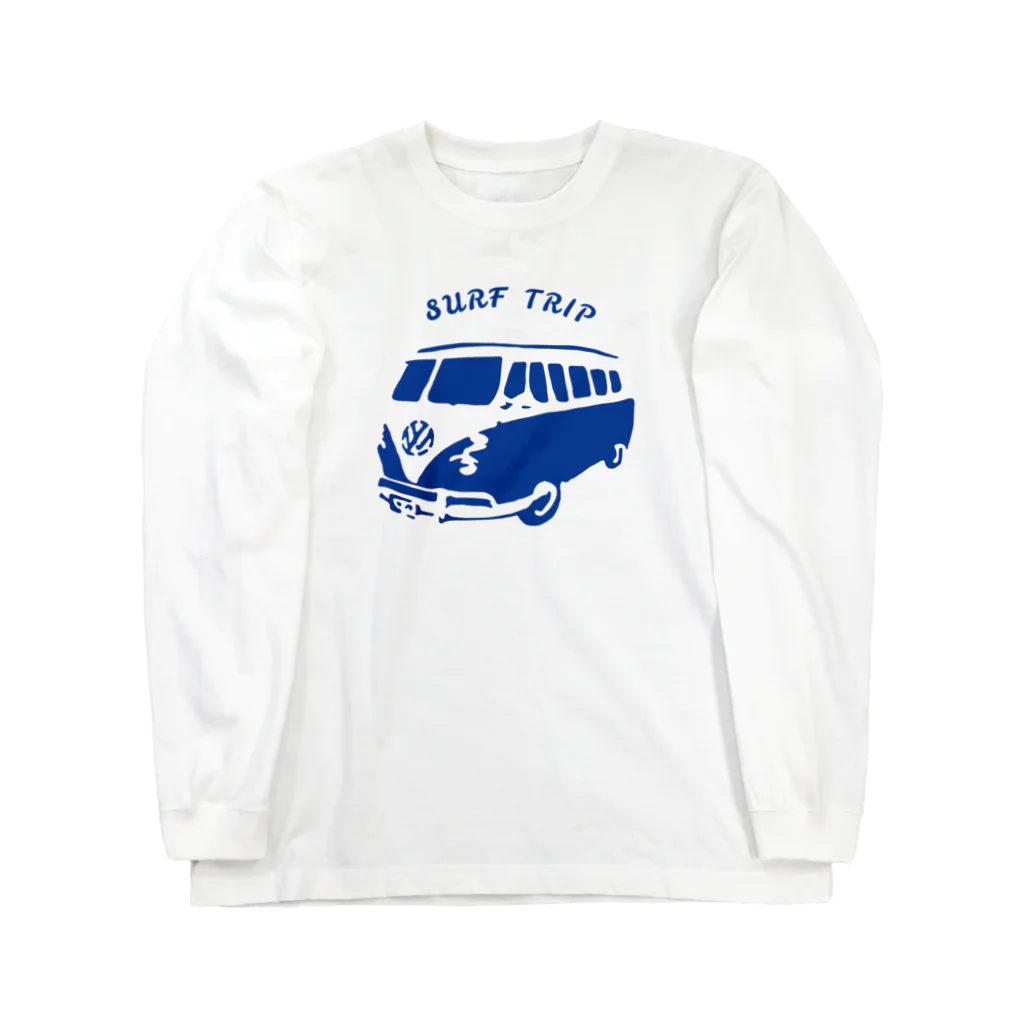 ブルーカメラのシンプルTシャツ屋のワーゲンバスでサーフィンへGo Long Sleeve T-Shirt