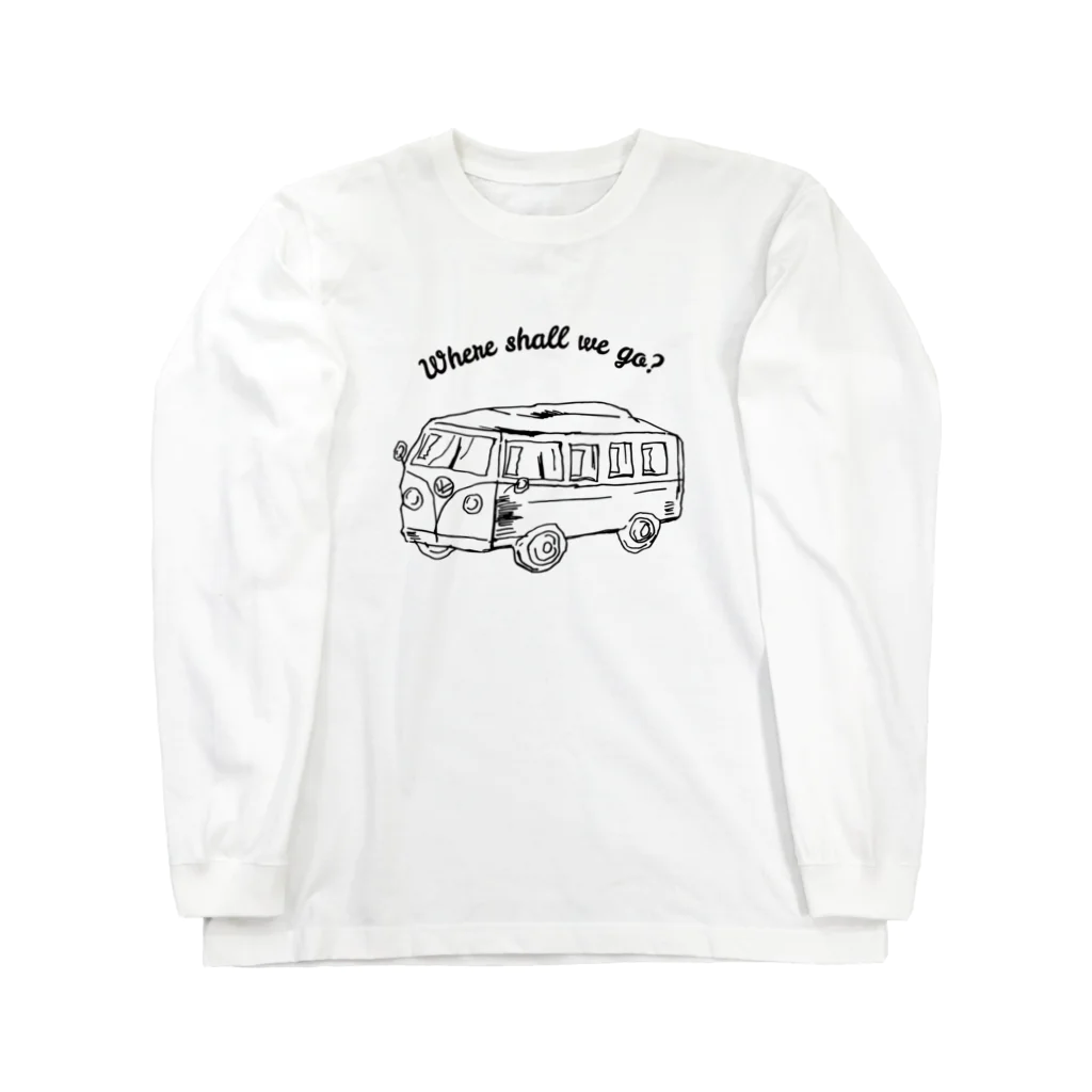 ブルーカメラのシンプルTシャツ屋のワーゲンバスでどこに行こう？ Long Sleeve T-Shirt