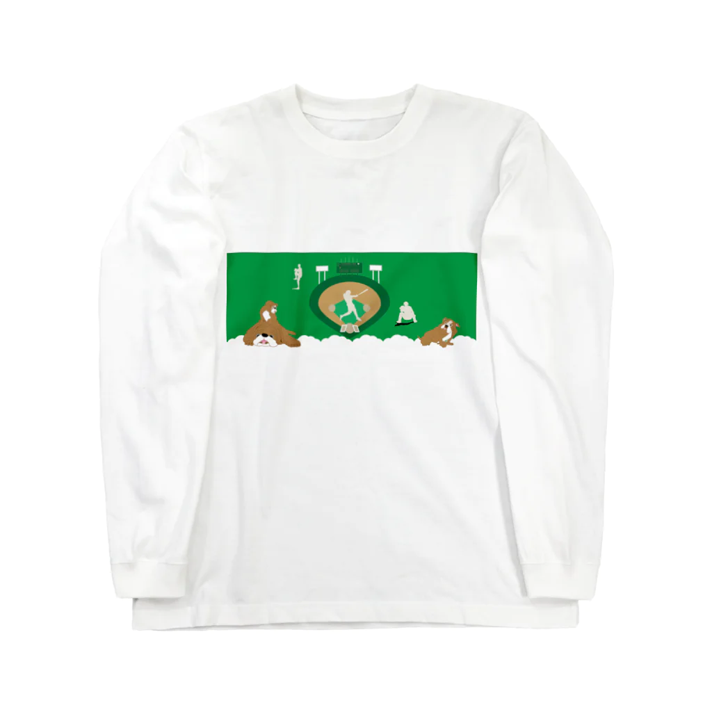 ジルトチッチのデザインボックスの野球と犬のわんわんナンバーワン Long Sleeve T-Shirt