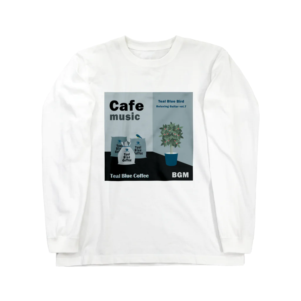 Teal Blue CoffeeのCafe music - Teal Blue Bird - Long Sleeve T-Shirt