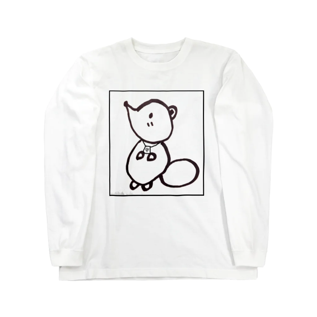 MedelBox™️ の白狸のポンくん(枠入り) ロングスリーブTシャツ