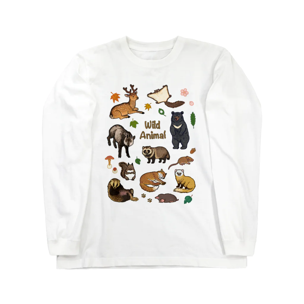 ちなきのこの野生動物たち ロングスリーブTシャツ