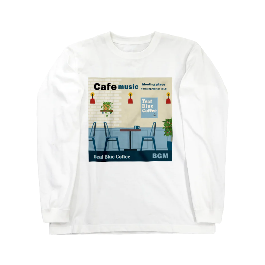 Teal Blue CoffeeのCafe music - Meeting place - ロングスリーブTシャツ