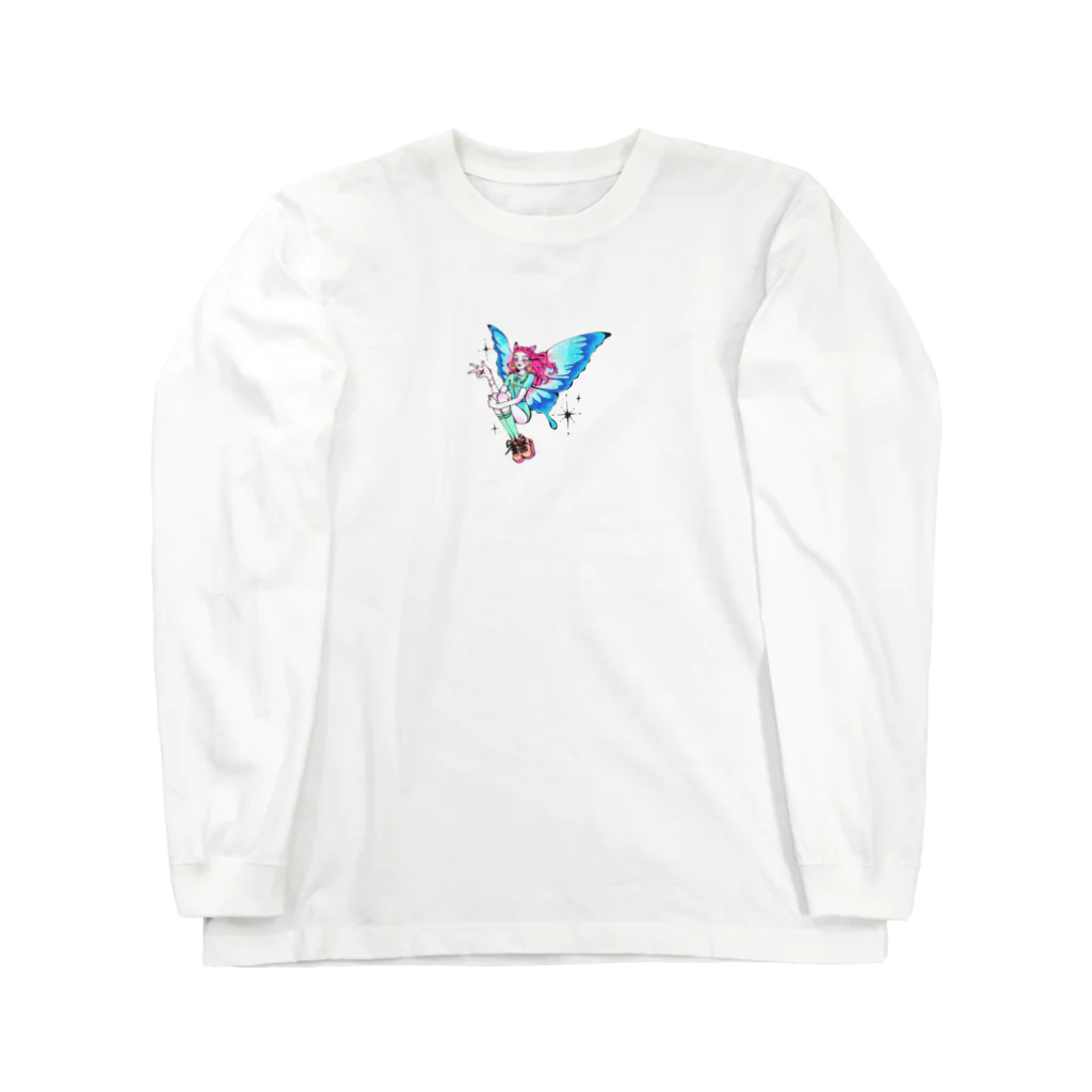 萌日Moekaのグッズ売り場だよ~のButterfly Girl🦋 ロングスリーブTシャツ