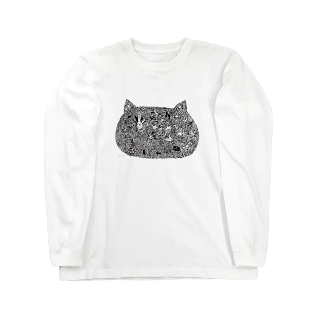 フジサキ（よころ）の猫も愛せばにゃーと鳴く ロングスリーブTシャツ