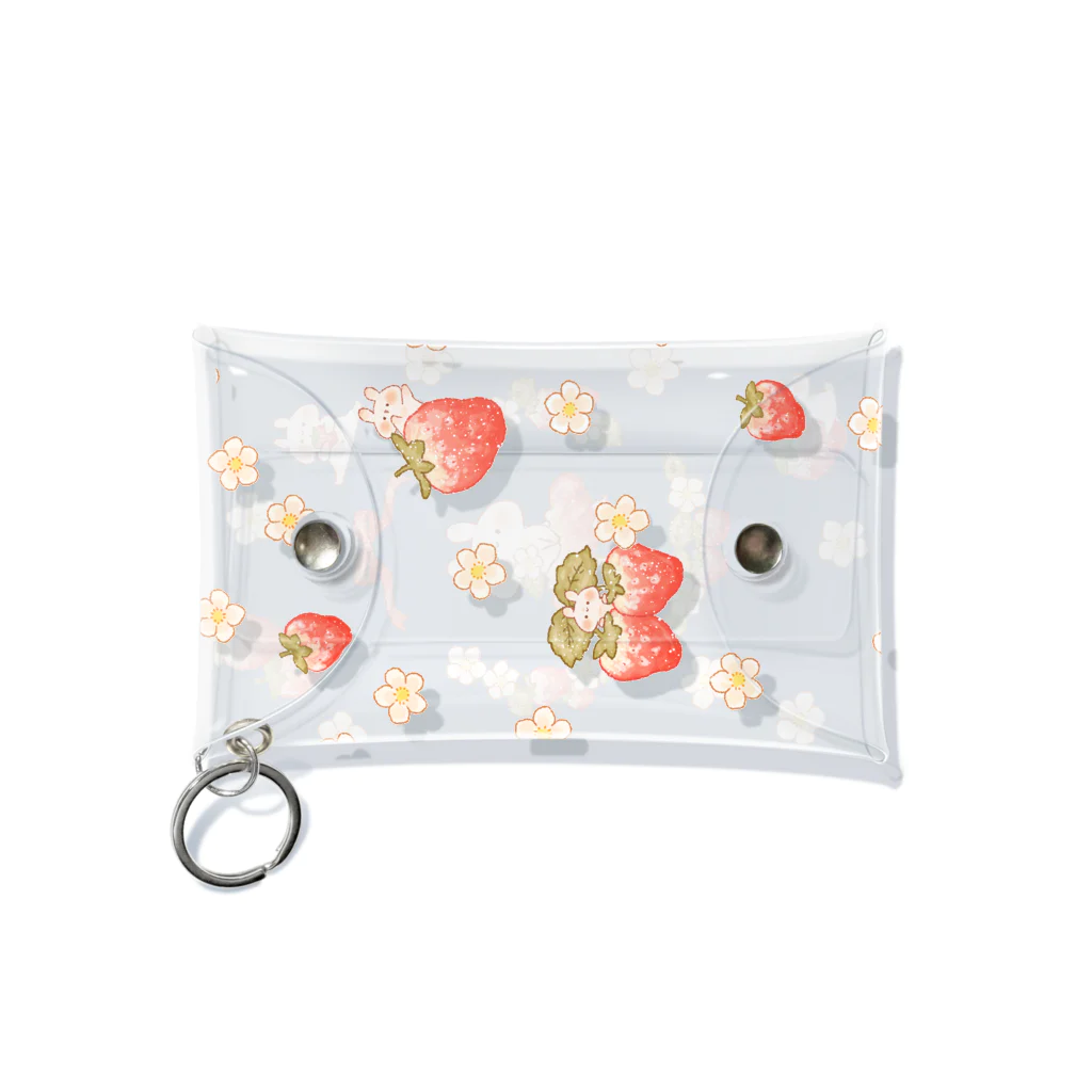 ＊momochy shop＊のいちごとうさぎ Mini Clear Multipurpose Case