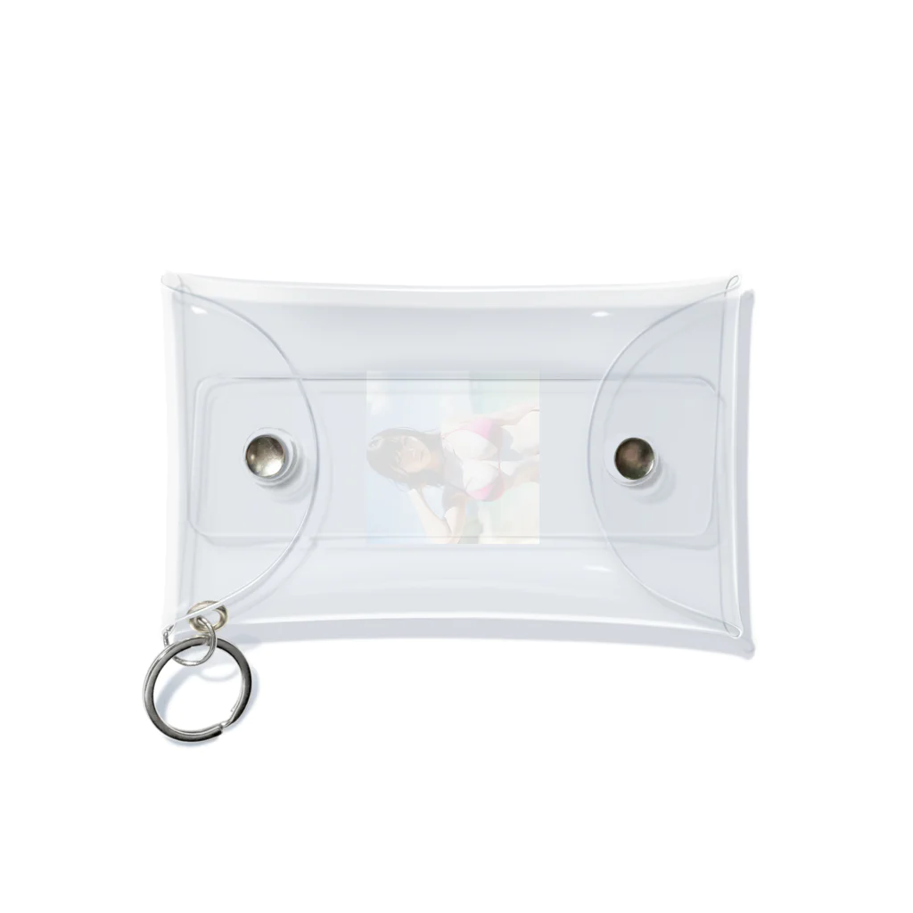 Oppaiの夏のビーチのハイビスカスちゃん Mini Clear Multipurpose Case