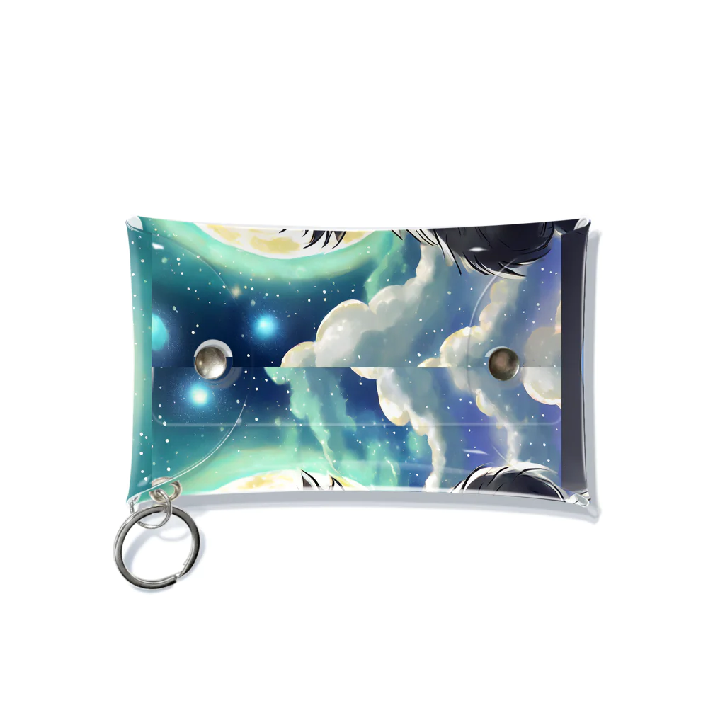 yoiyononakaの地球を抱きかかえる黒猫05 Mini Clear Multipurpose Case