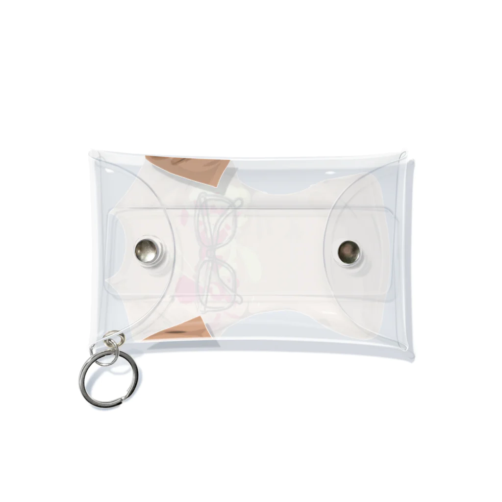 ファンシーTシャツ屋の水玉メガネ柄シャツ Mini Clear Multipurpose Case