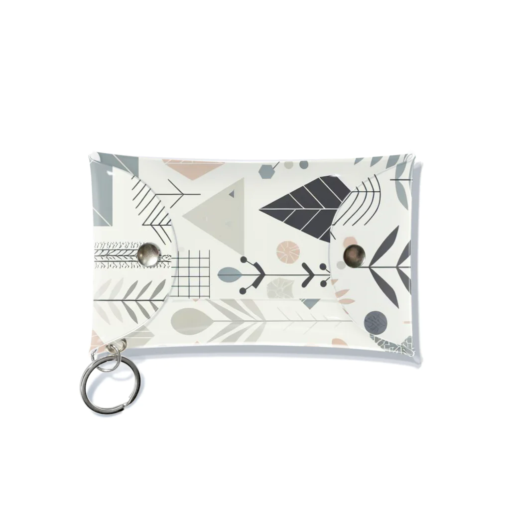 Green__teaのScandinavian Pattern_Leaves Mini Clear Multipurpose Case