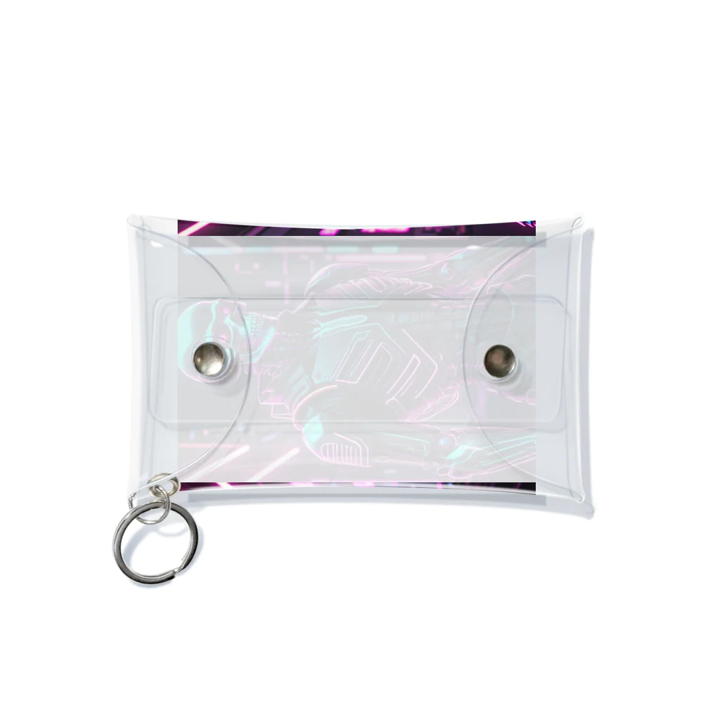 Skeletonの超クールな骸骨のサイバーパンクアート！ Mini Clear Multipurpose Case