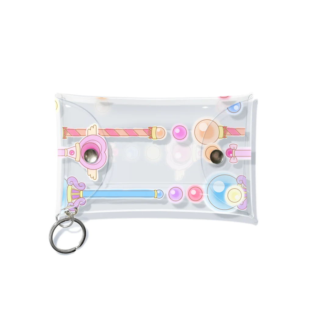 プリズモリイの箱の魔法少女のゆめかわステッキ&パステルカラーの魔法玉石～ストライプ～ Mini Clear Multipurpose Case