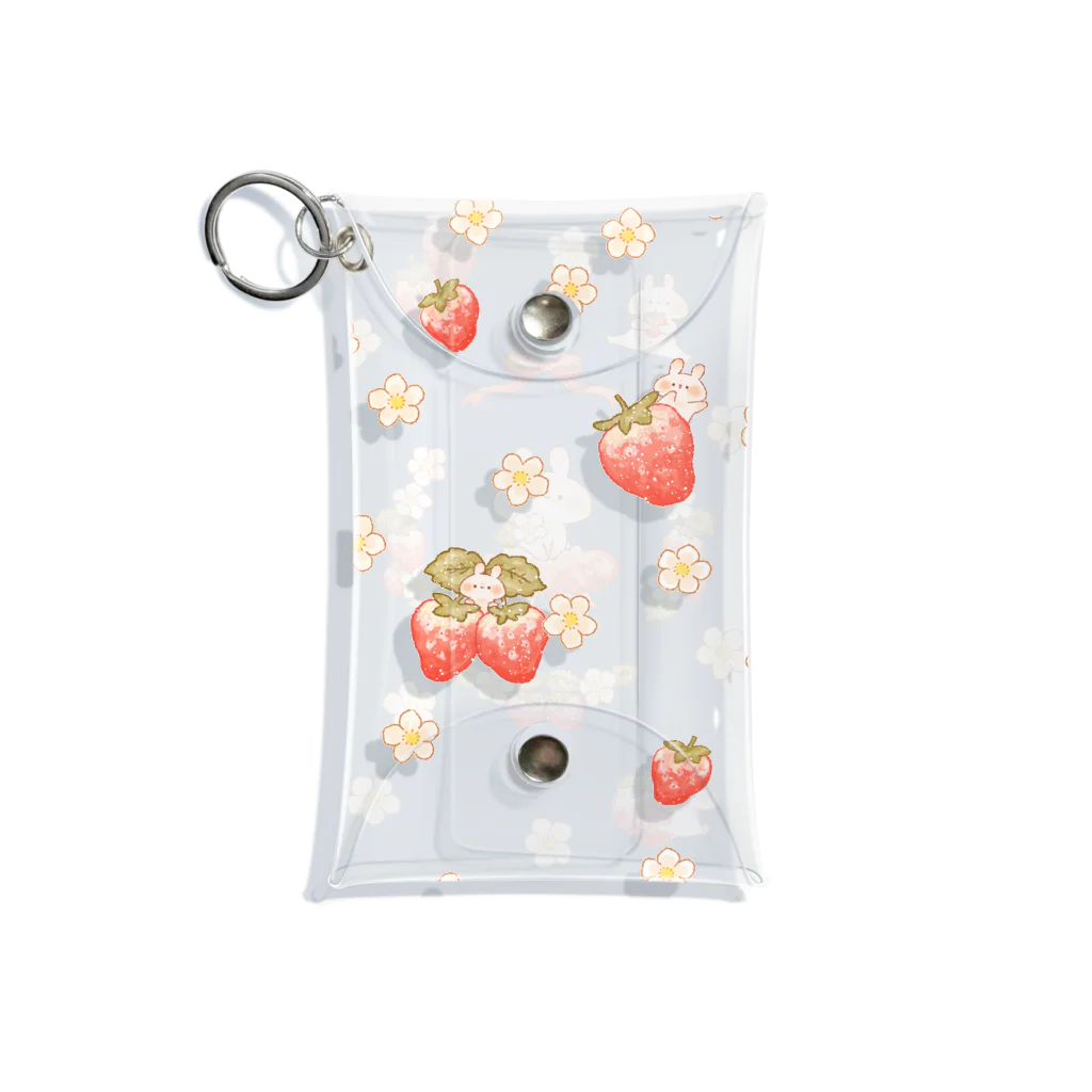 ＊momochy shop＊のいちごとうさぎ Mini Clear Multipurpose Case