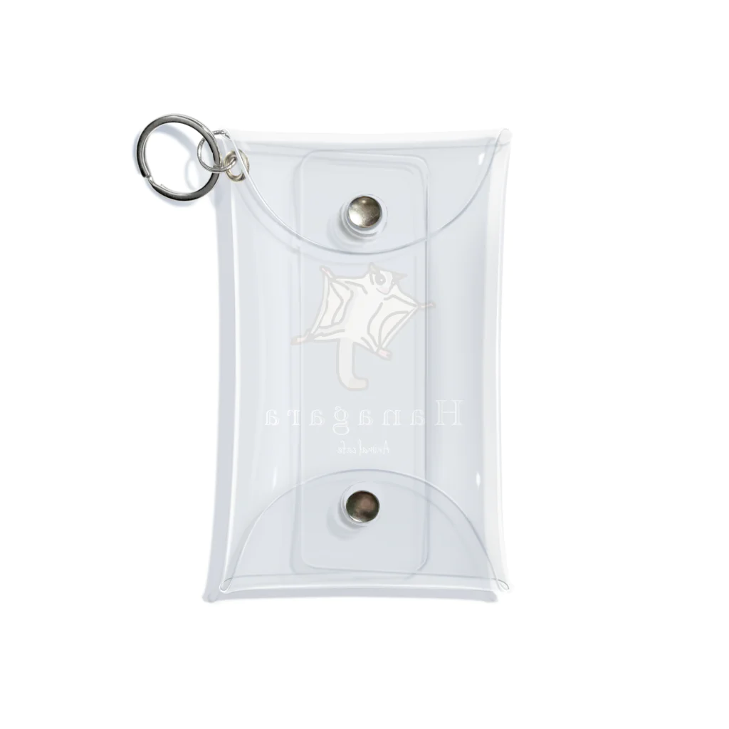 Hanagara animal cafeのモモンガと花柄アニマルカフェのロゴ入り。 Mini Clear Multipurpose Case