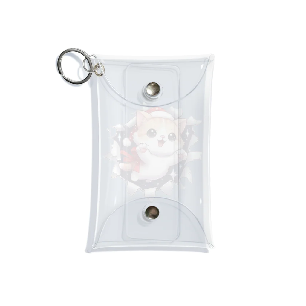 飛び出す！アニマルショップの飛び出す猫クリスマスver Mini Clear Multipurpose Case