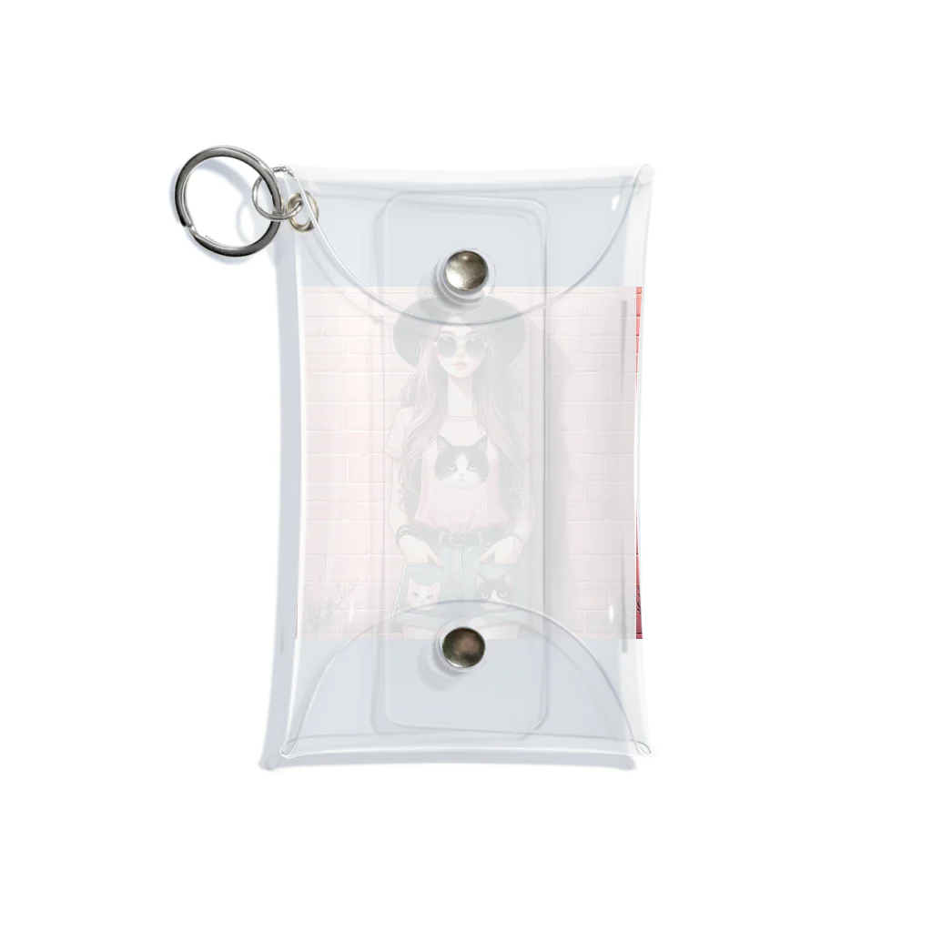 SaltyCookie Design Worksの猫好きの女の子のファッション(1) Mini Clear Multipurpose Case