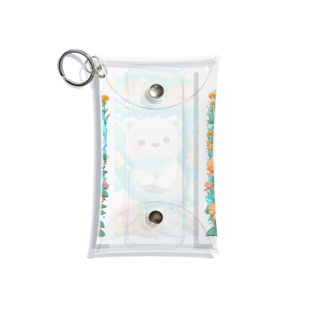 りんりんの可愛いシロクマちゃんショップ　かわいいよ！の白くてふわふわのシロクマちゃんと花々 Mini Clear Multipurpose Case