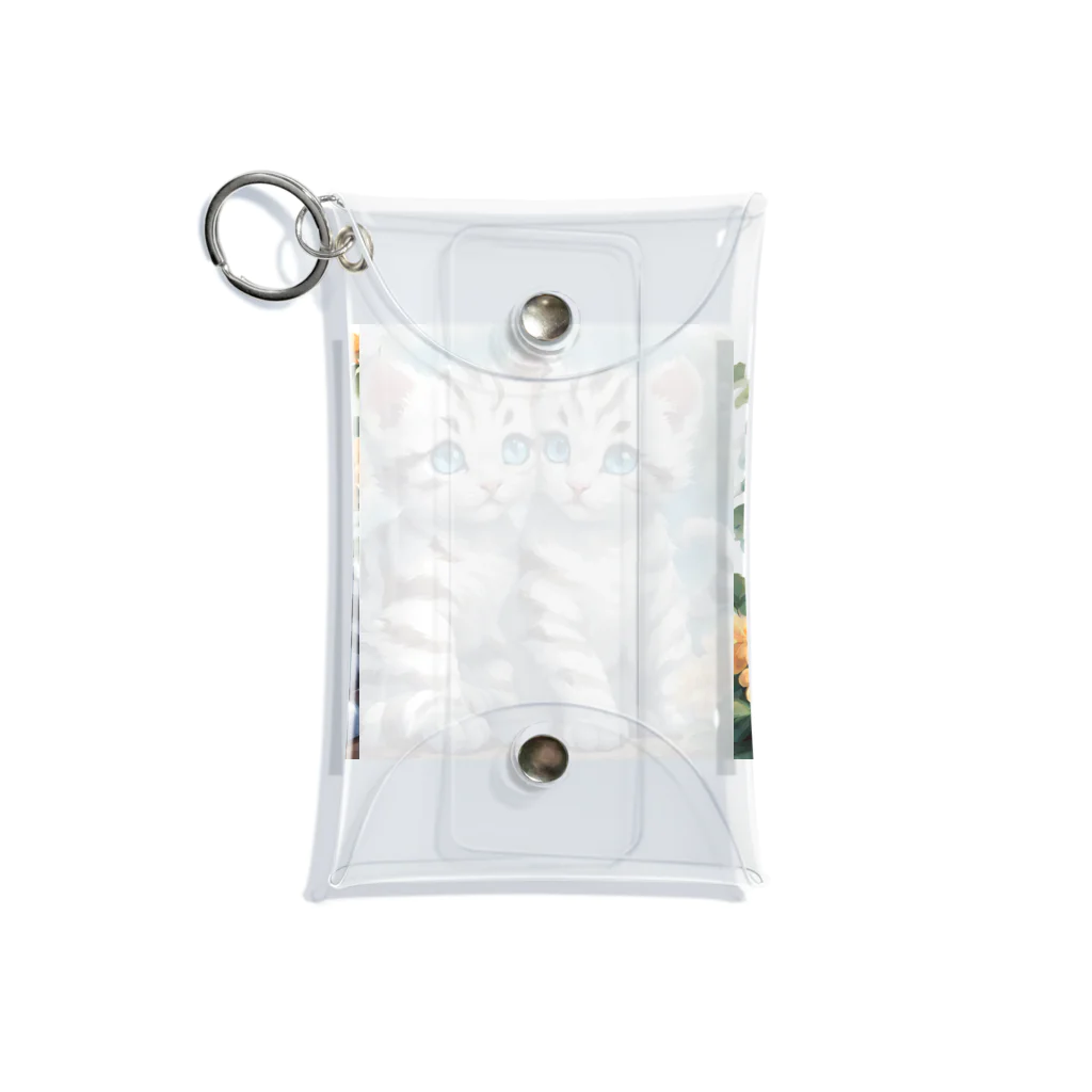 yoiyononakaの虎縞白猫兄弟のまなざし02 Mini Clear Multipurpose Case