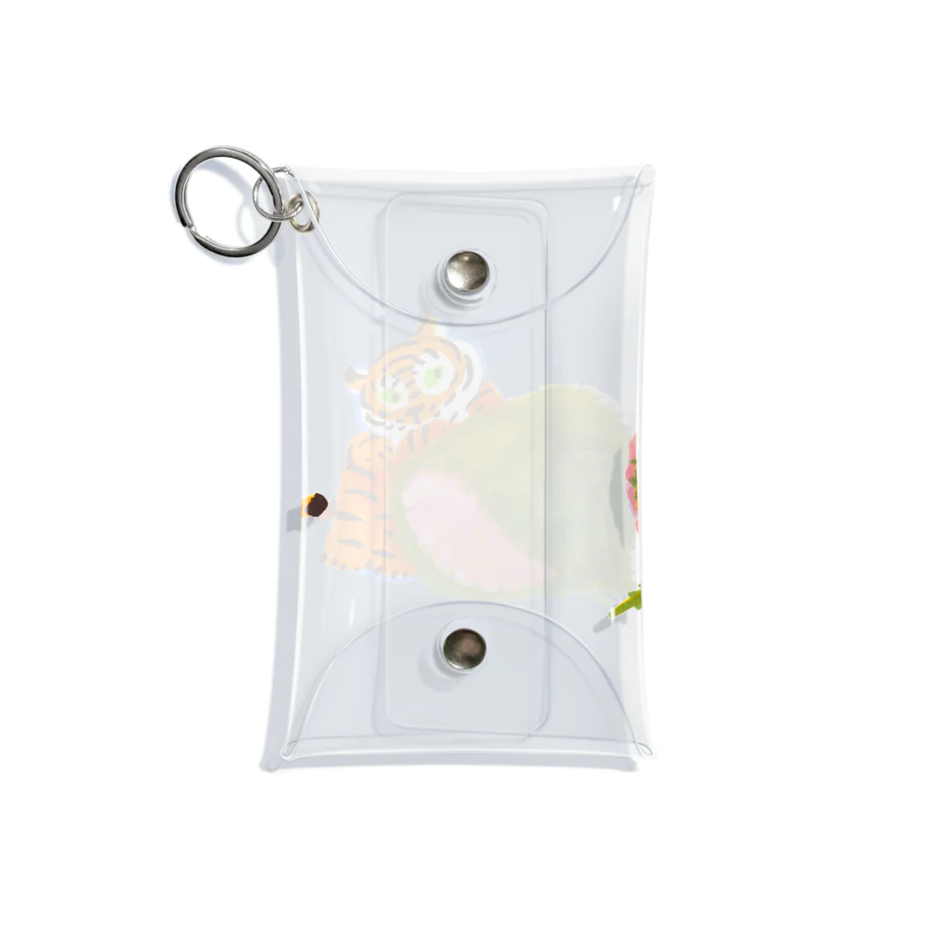 segasworksの桜餅とトラちゃん（大阪の桜餅） 미니 투명 동전 지갑
