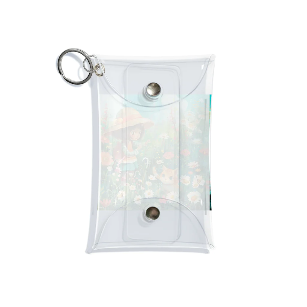 AQUAMETAVERSEのお花畑に囲まれる猫ちゃんと私 アメジスト 2846 Mini Clear Multipurpose Case