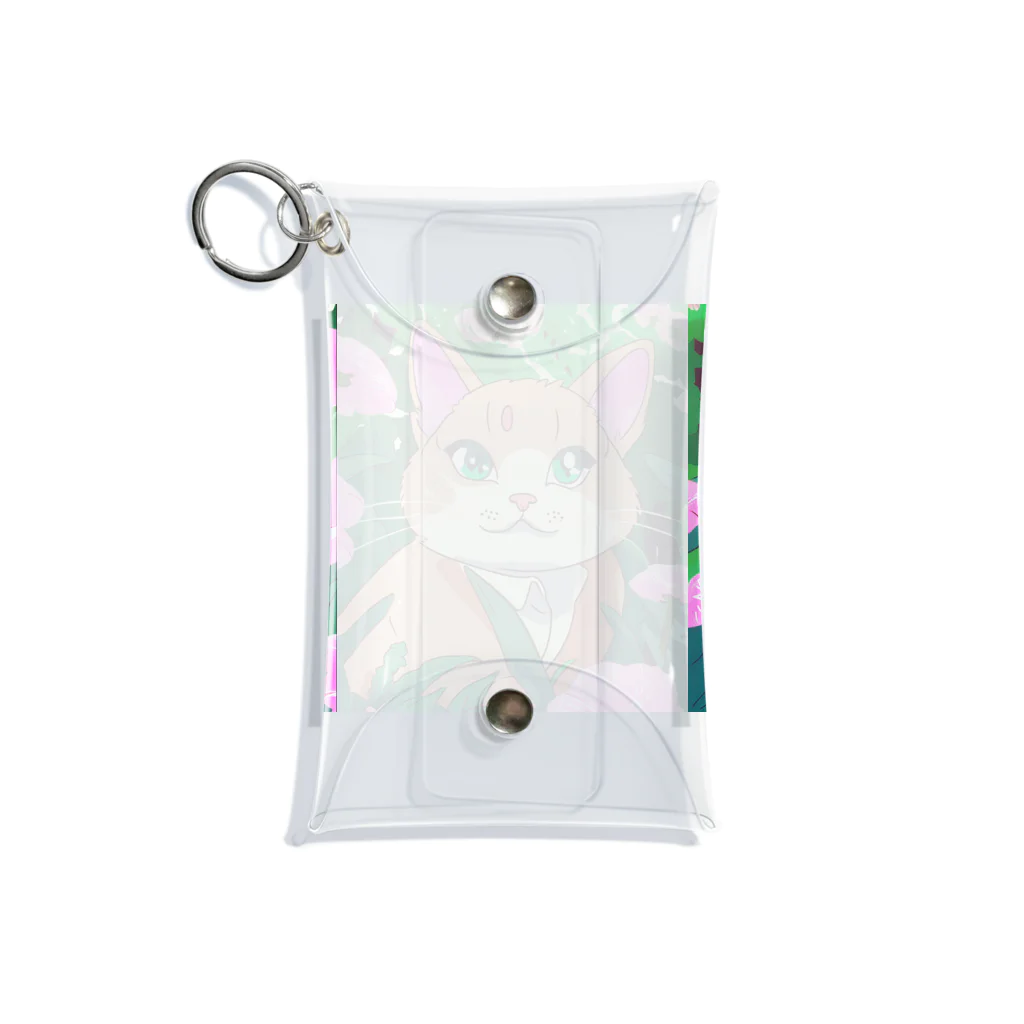 キュート＆クールのアニメ調・花畑の猫 Mini Clear Multipurpose Case