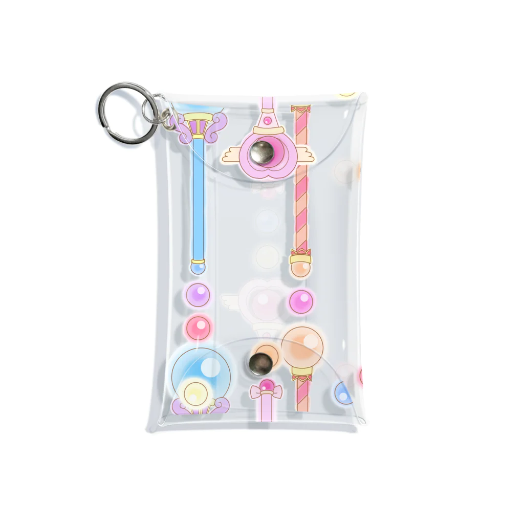 プリズモリイの箱の魔法少女のゆめかわステッキ&パステルカラーの魔法玉石～ストライプ～ Mini Clear Multipurpose Case