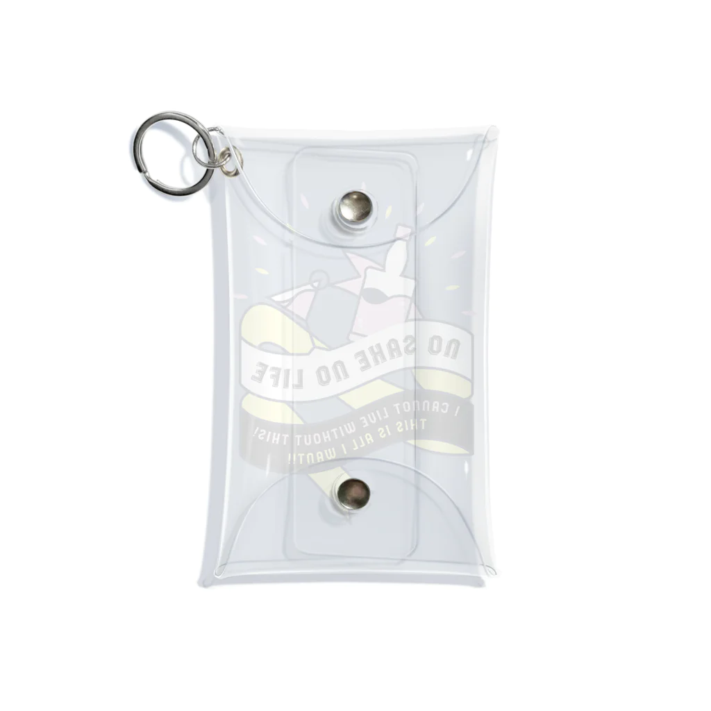 SANKAKU DESIGN STOREのNO SAKE NO LIFE。 レトロな赤×黄 Mini Clear Multipurpose Case