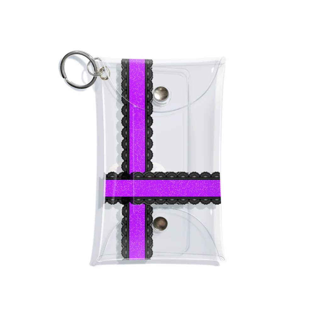 みかんの実のアクスタケース リボン黒レース purple Mini Clear Multipurpose Case