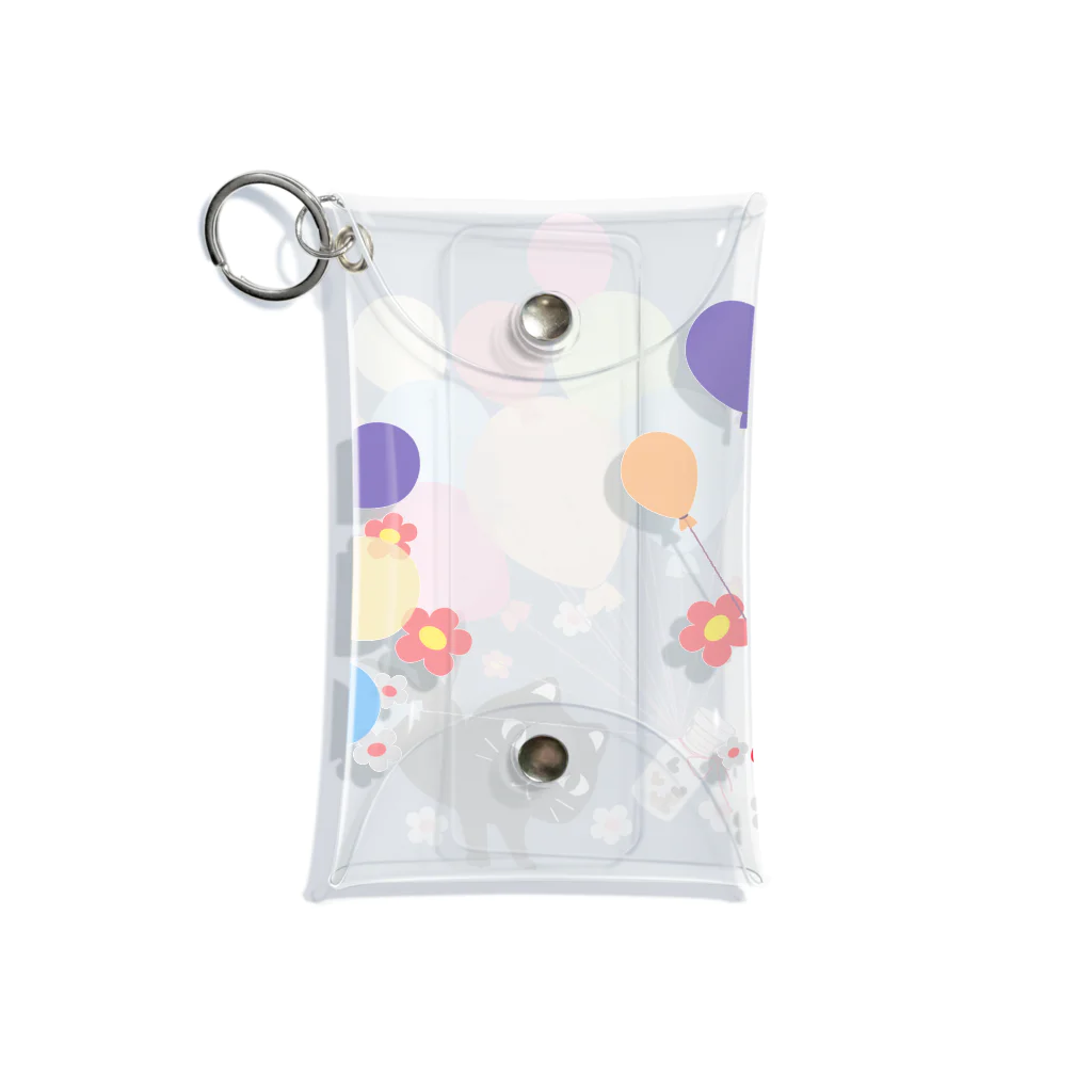 イラスト MONYAAT のくろねこの風船の種*A Mini Clear Multipurpose Case