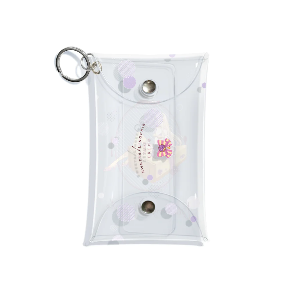 ERIMO–WORKSのSweets Lingerie mini clear multi case "Blueberry cheese cake"  ミニクリアマルチケース