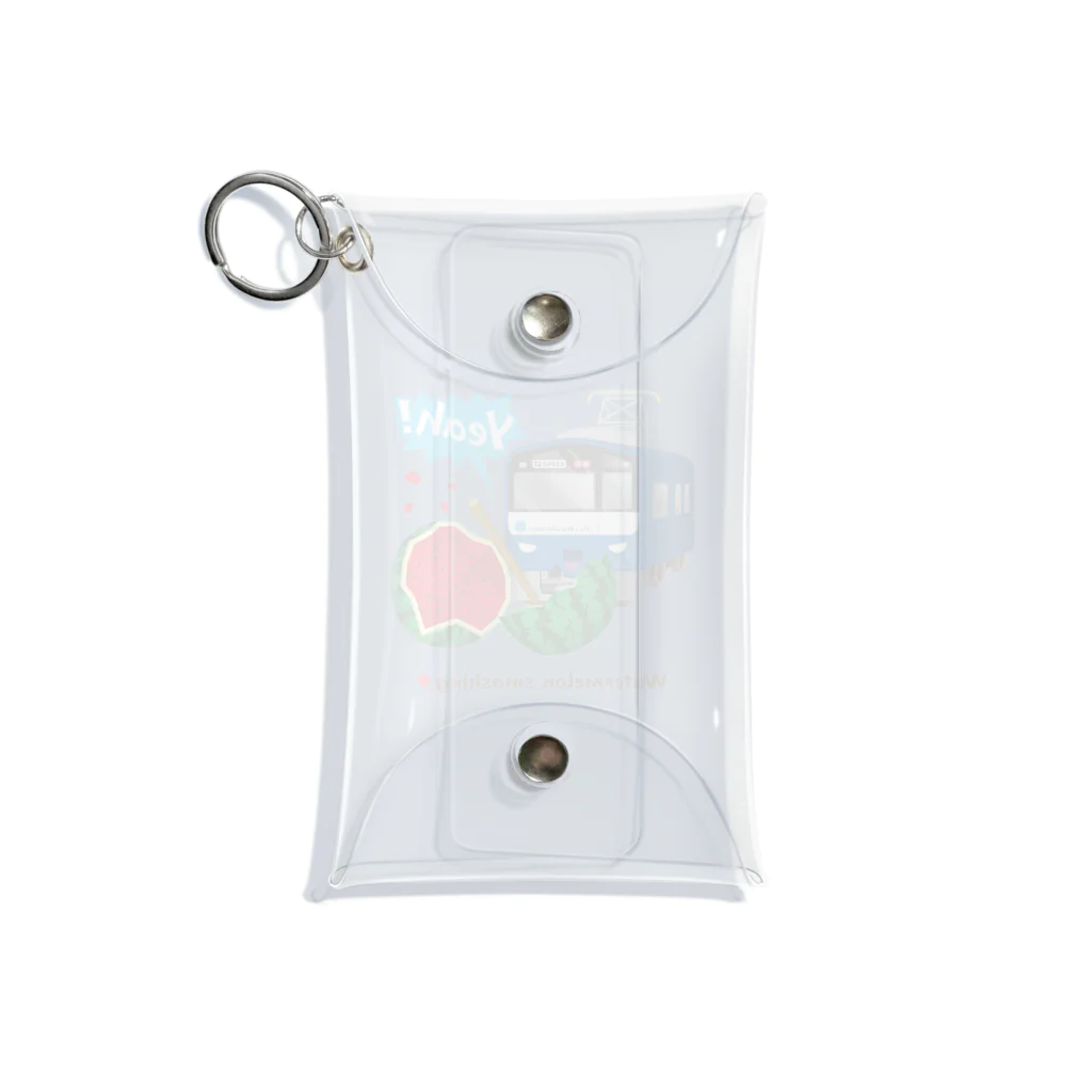 Train Kids! SOUVENIR SHOPの青い電車 「 スイカ割り 」 Mini Clear Multipurpose Case