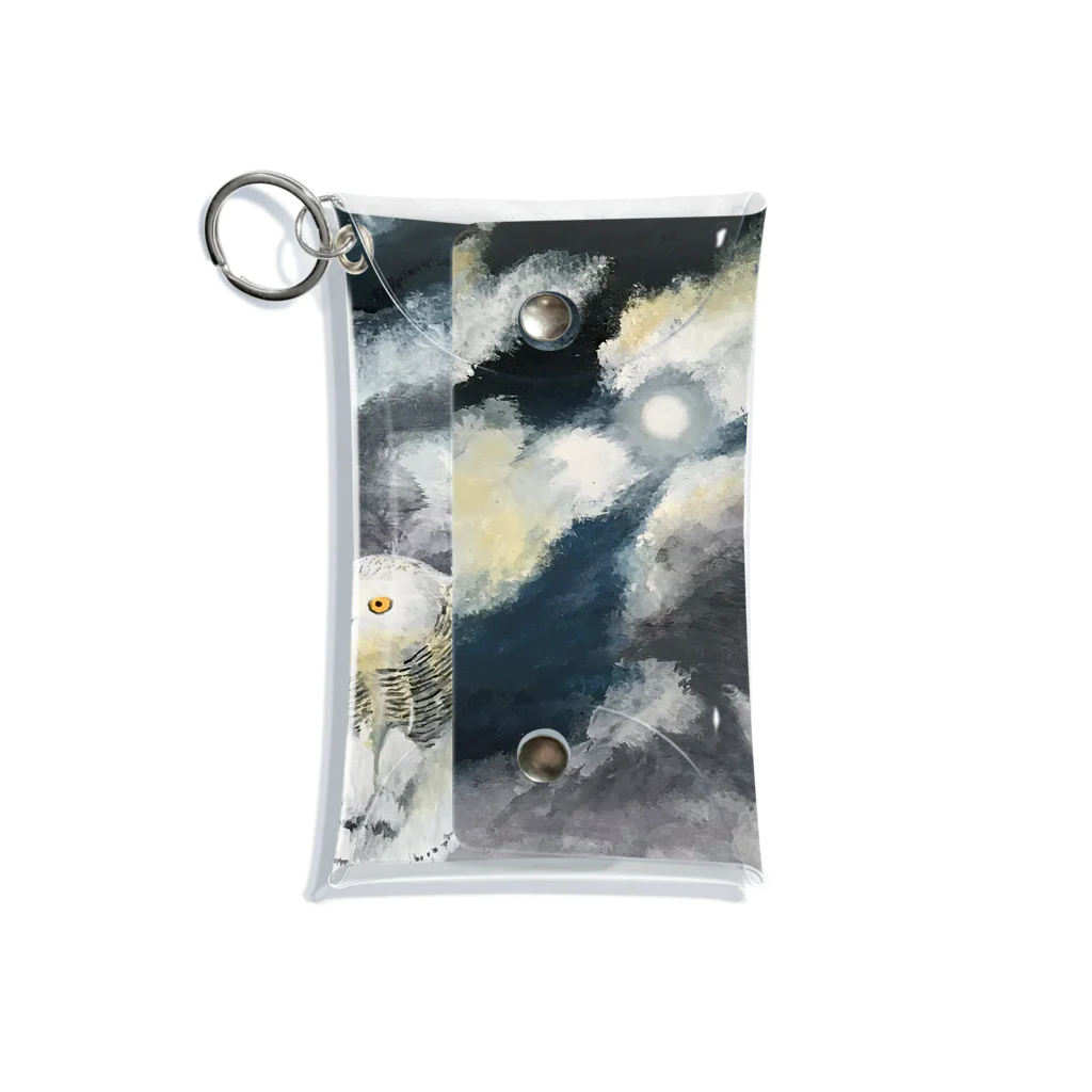 ギャラリー縁の夜空に飛ぶ梟　-An owl flying in the night sky- Mini Clear Multipurpose Case