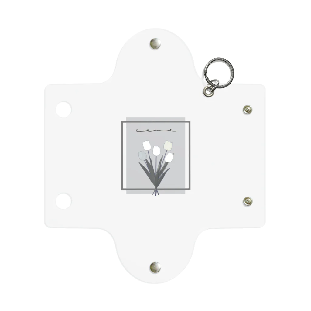 rilybiiのgrayish color × white × charcoal ×  tulip bouquet Mini Clear Multipurpose Case