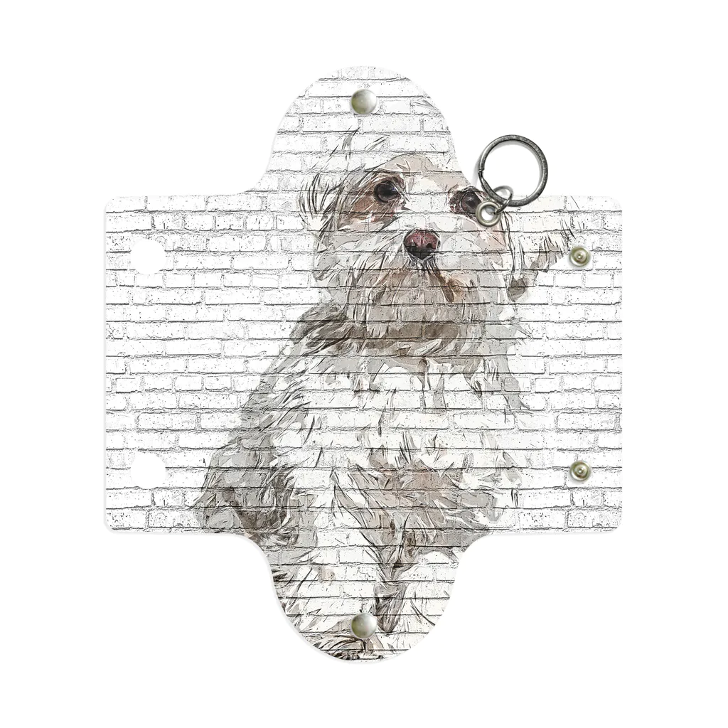 【CPPAS】Custom Pet Portrait Art Studioの マルチーズドッグ - レンガブロック背景 Mini Clear Multipurpose Case