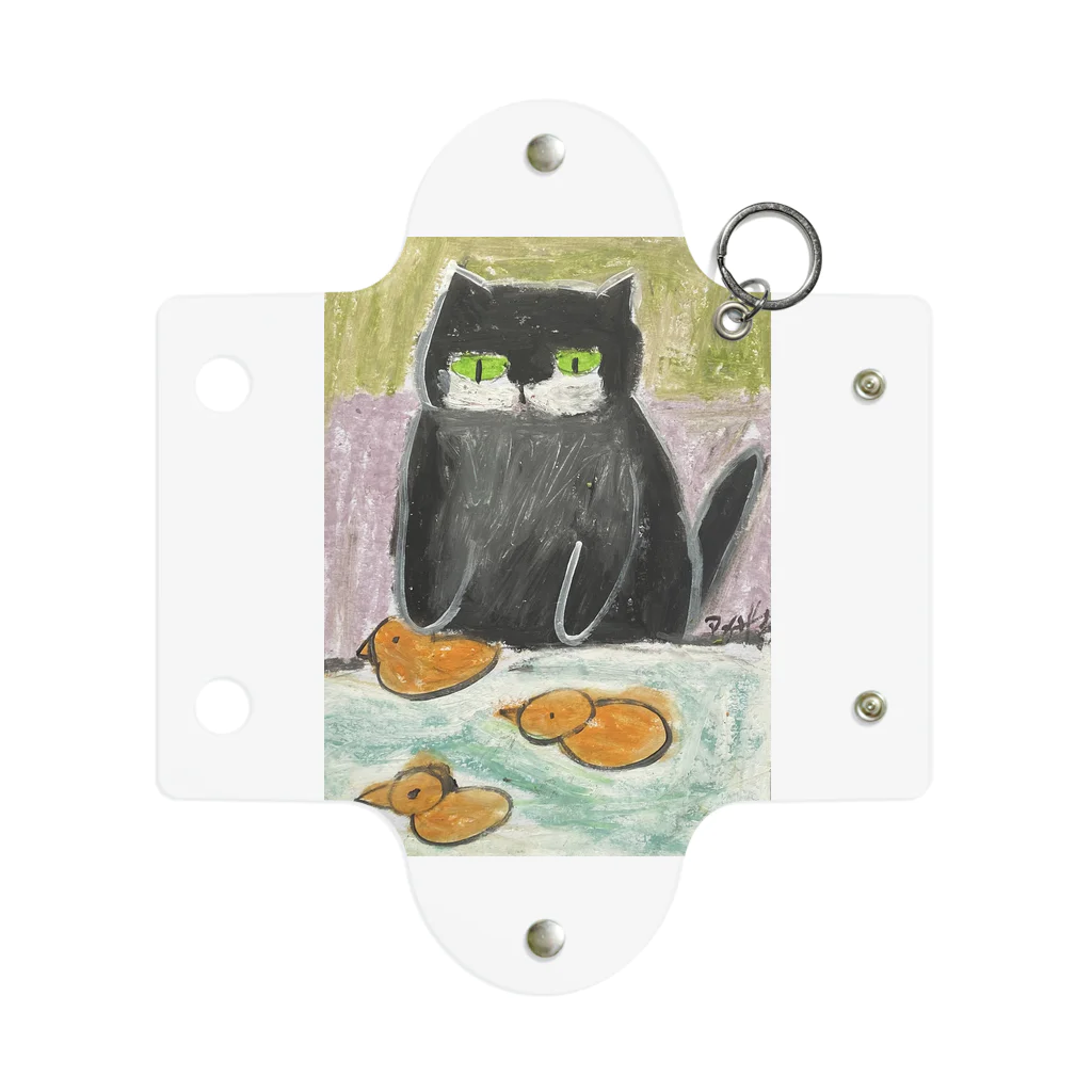 みにゆん　ねこのかわいい黒猫がプールで泳いでいるアヒルを楽しそうに見ている Mini Clear Multipurpose Case