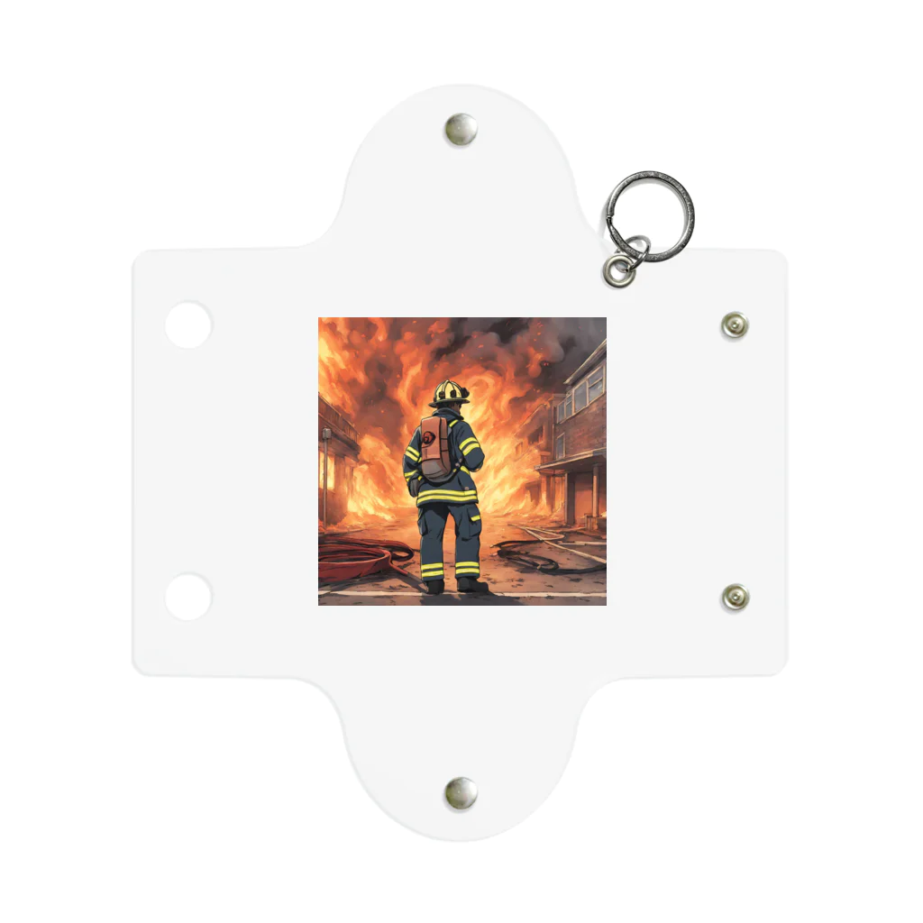 もふもふの火災現場の勇敢な消防士のグッズ Mini Clear Multipurpose Case