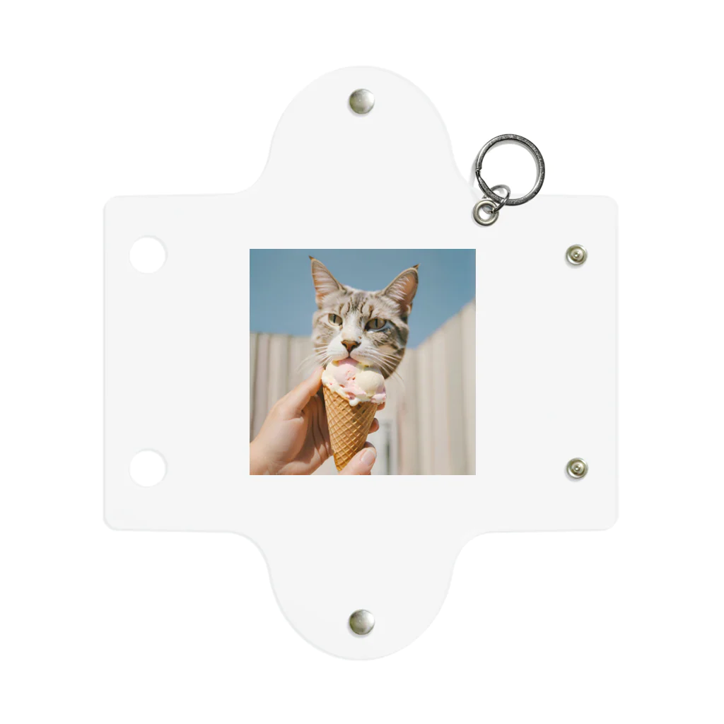 猫雑貨屋　ねこまろのアイスにかぶりつく猫 Mini Clear Multipurpose Case