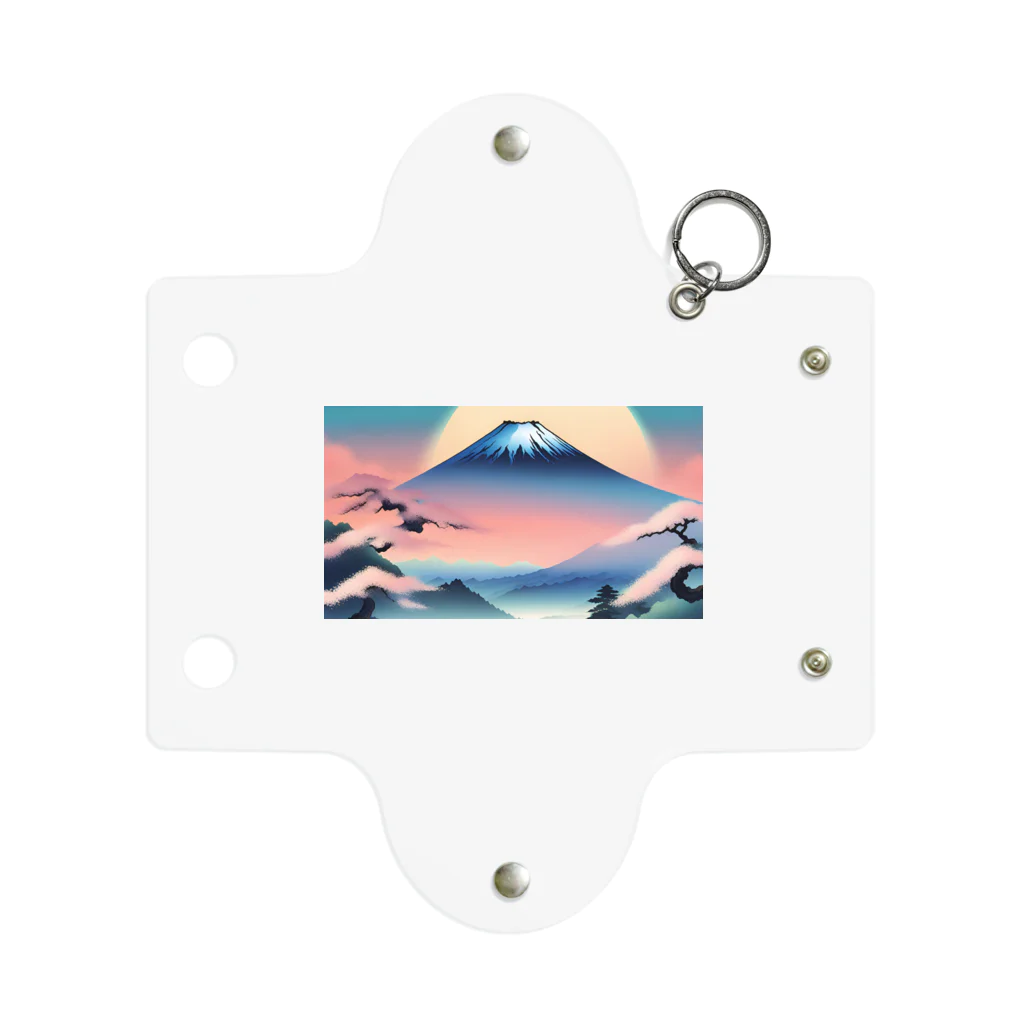 monachocoの富士山の雄大な姿と美しい桜の風景 미니 투명 동전 지갑
