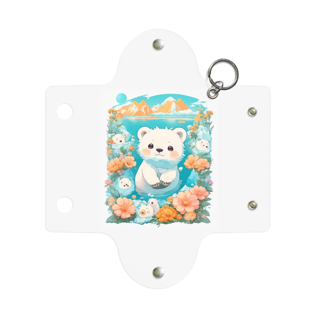 りんりんの可愛いシロクマちゃんショップ　かわいいよ！の白くてふわふわのシロクマちゃんと花々 Mini Clear Multipurpose Case