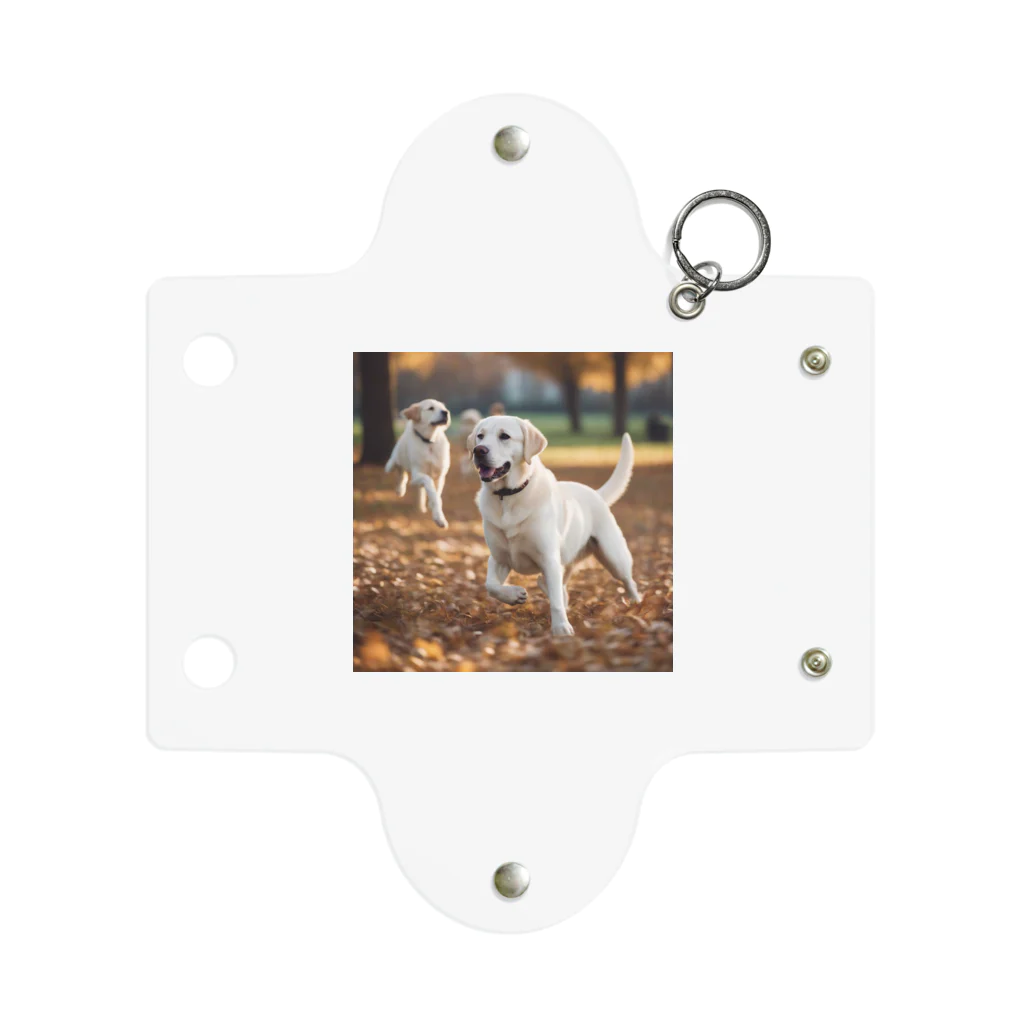 ラブラボの公園で他の犬と遊んでいるラブラドール・レトリーバー 白 犬 ワンちゃん 可愛い ペット 癒やし Mini Clear Multipurpose Case